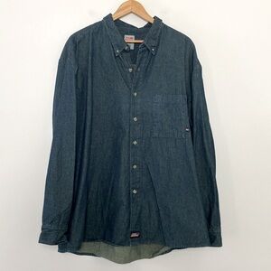 Dickies Denim Shirt Long Sleeve Button Down Cotton Size 3XL
